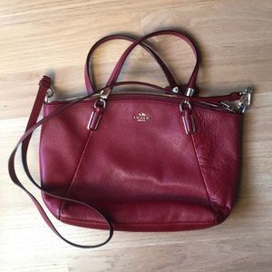 Red coach satchel with removable should strap